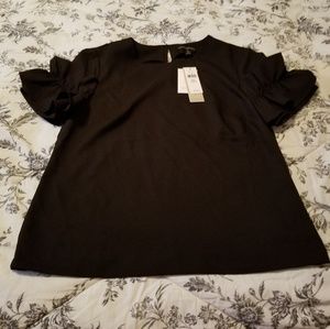 Banana Republic Black Blouse with Ruffle Sleeves